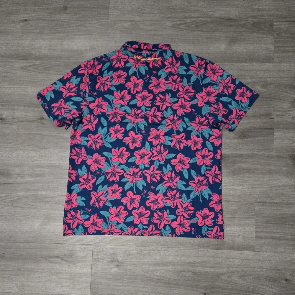 William Murray Shirt Mens Floral Geometric All Over Print Golf Polo XL Preppy - Picture 2 of 9